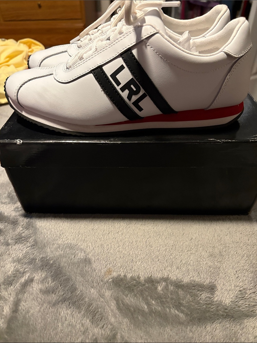 Lauren Ralph Lauren White Leather Lace-Up Sneakers